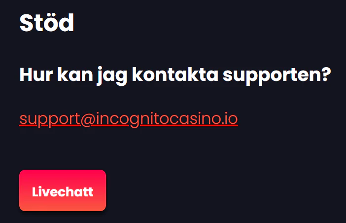 Kundsupport hos Incognito Casino granskad
